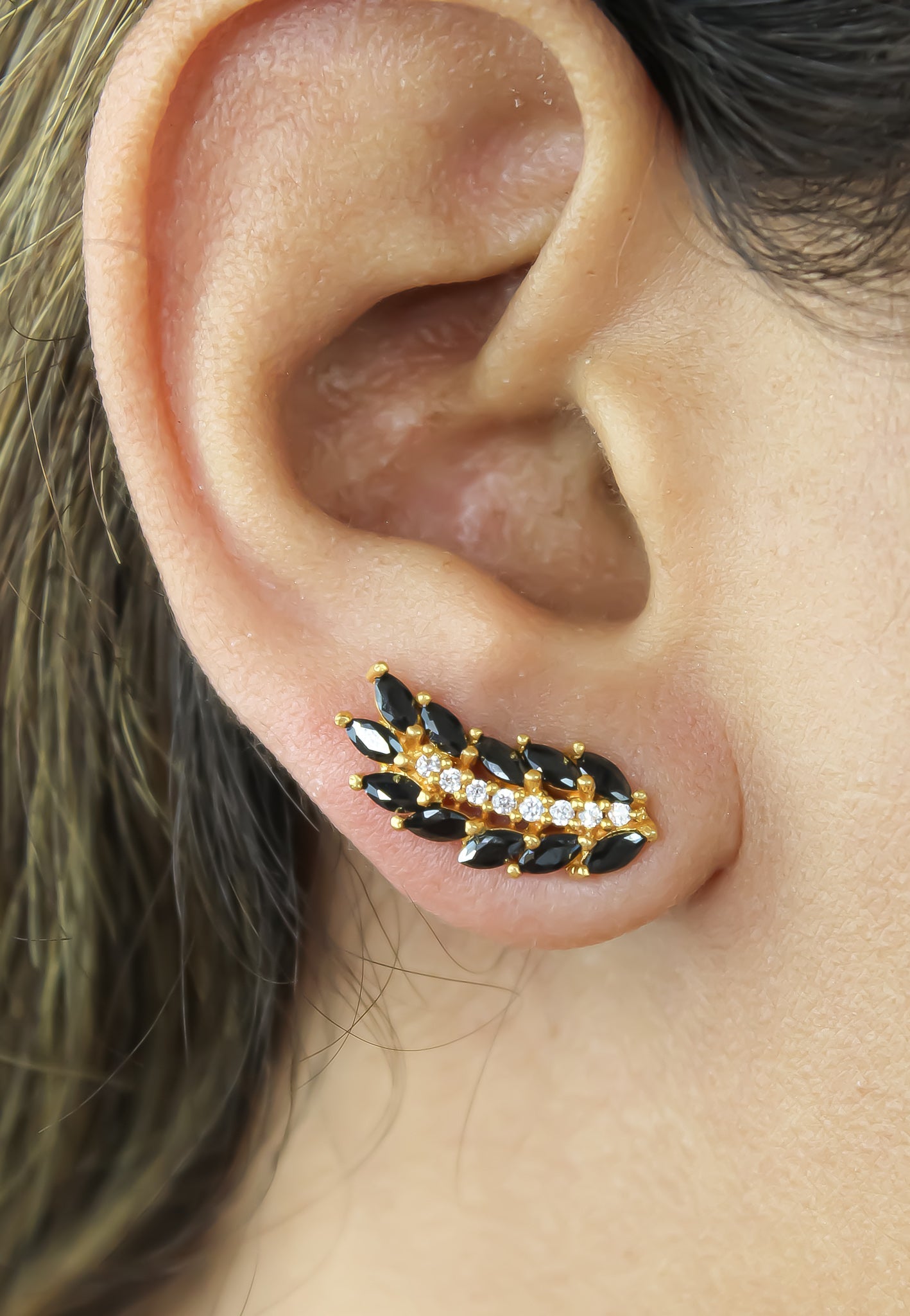 Cruise Wings Earrings with Zirconia Stones and Gold Plating