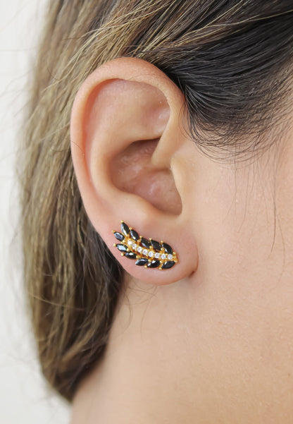 Cruise Wings Earrings with Zirconia Stones and Gold Plating