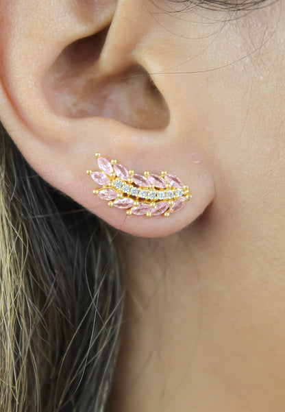 Cruise Wings Earrings with Zirconia Stones and Gold Plating