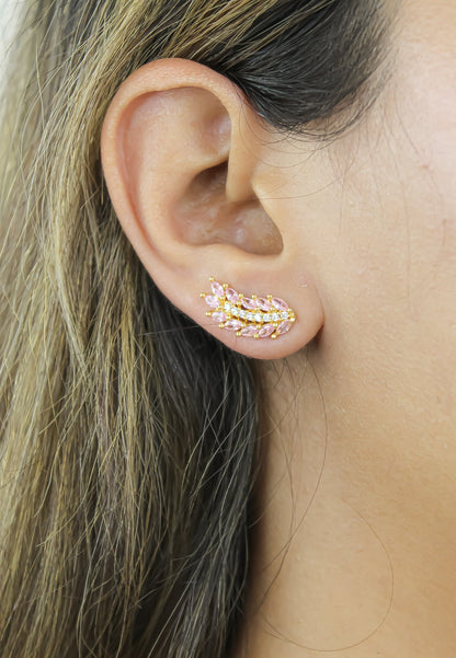 Cruise Wings Earrings with Zirconia Stones and Gold Plating