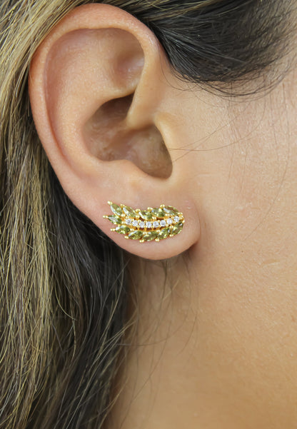 Cruise Wings Earrings with Zirconia Stones and Gold Plating