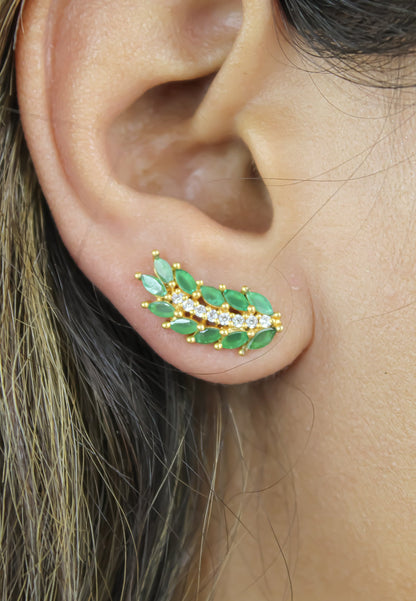 Cruise Wings Earrings with Zirconia Stones and Gold Plating