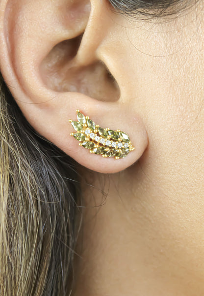 Cruise Wings Earrings with Zirconia Stones and Gold Plating