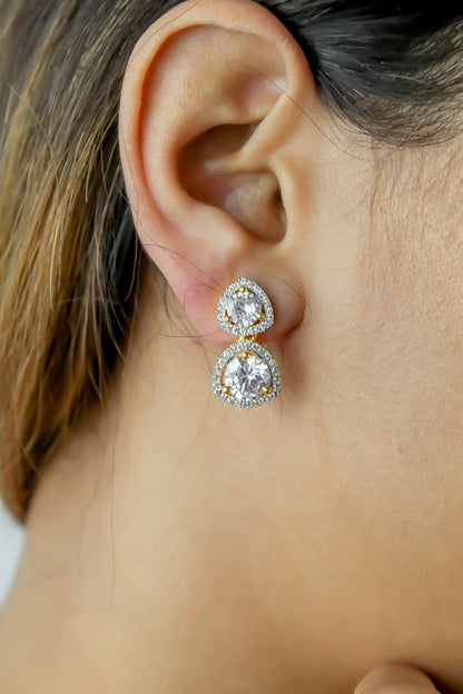 Nikobar Stone Earrings with Gold Plating and Crystals