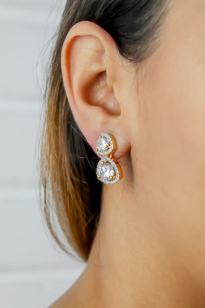 Nikobar Stone Earrings with Gold Plating and Crystals