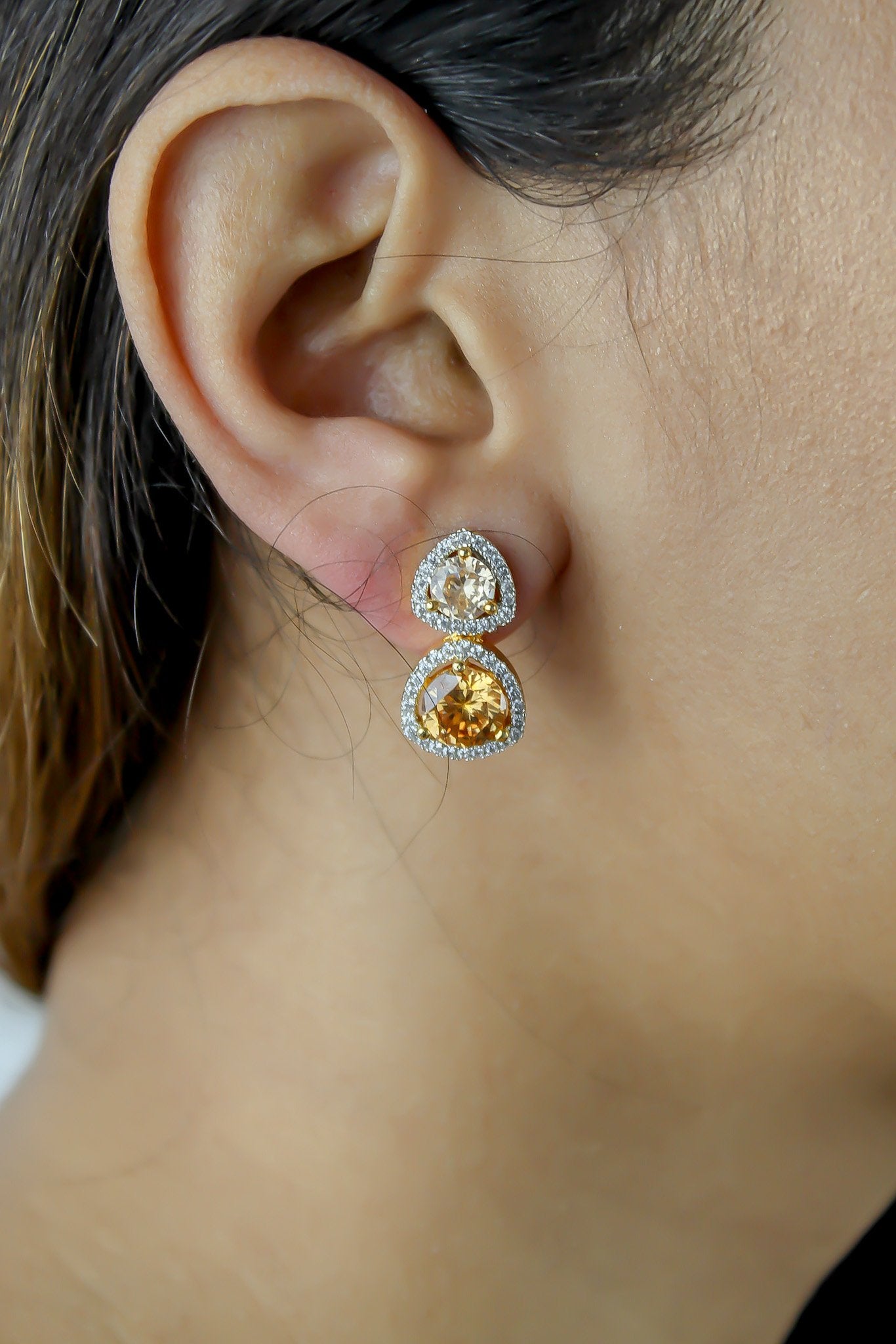 Nikobar Stone Earrings with Gold Plating and Crystals