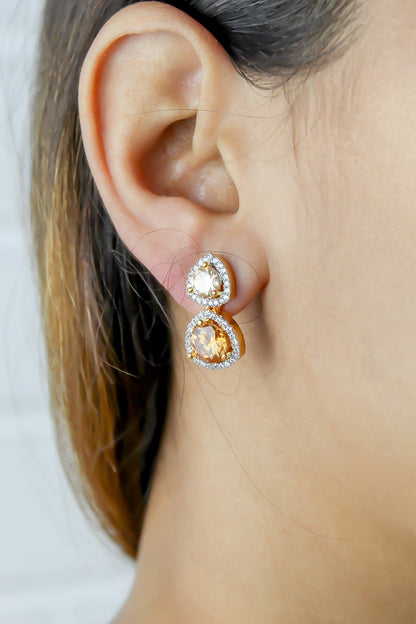 Nikobar Stone Earrings with Gold Plating and Crystals