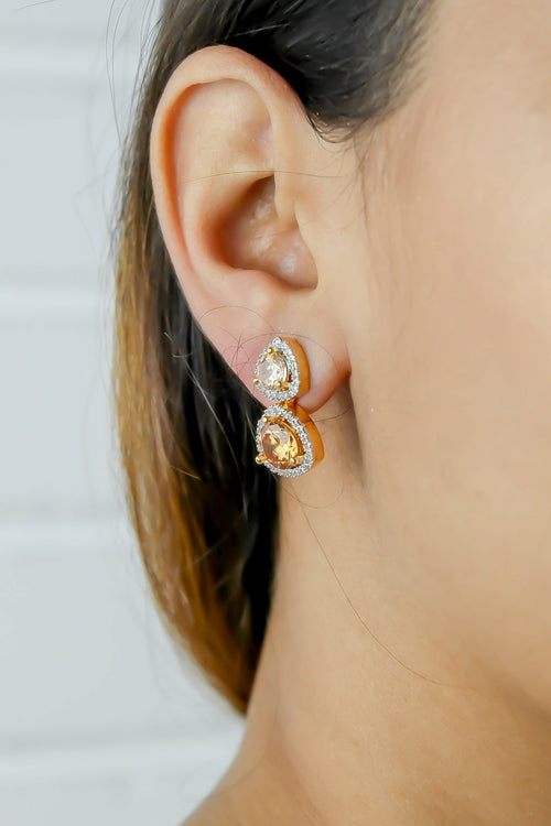 Nikobar Stone Earrings with Gold Plating and Crystals