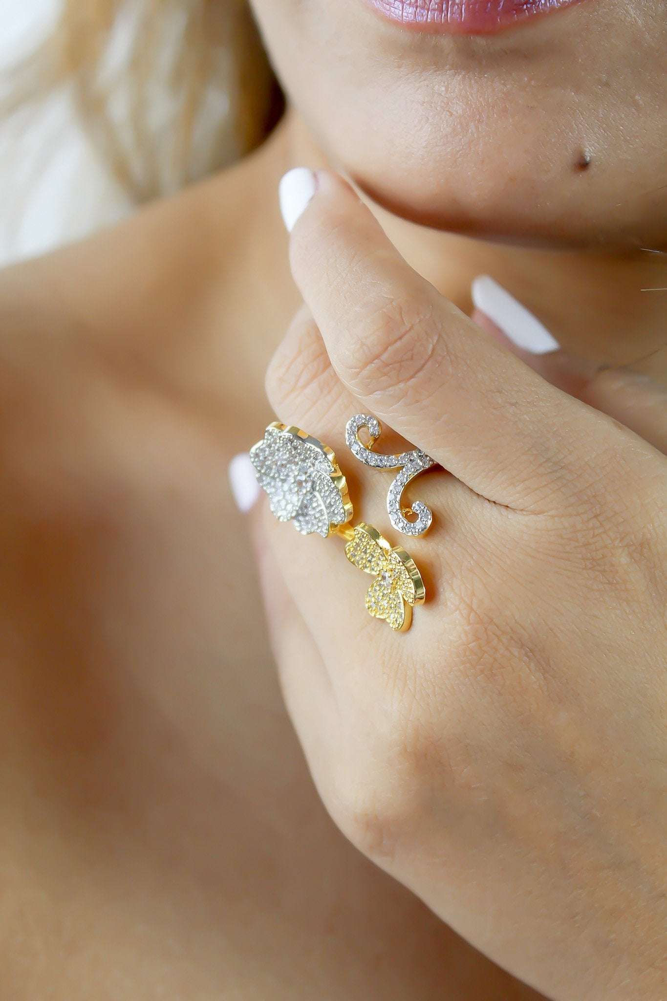 Dhalia Ring - 18K Gold and Silver Plated with Zircons