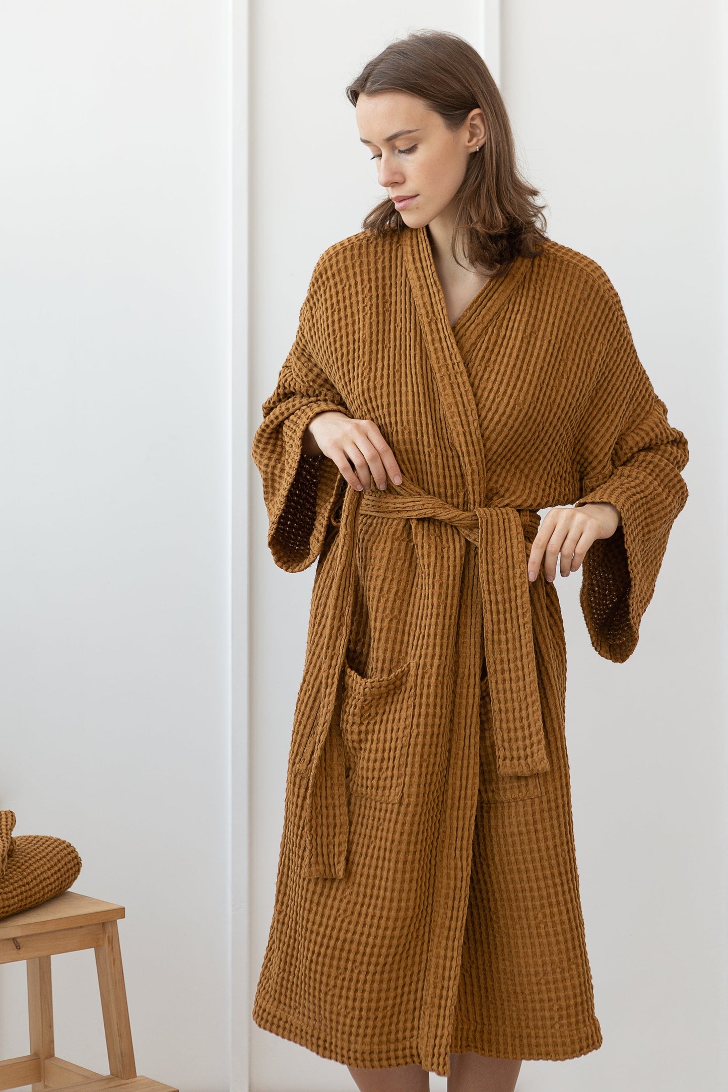 Amber Linen Waffle Robe for Luxurious Comfort and Style