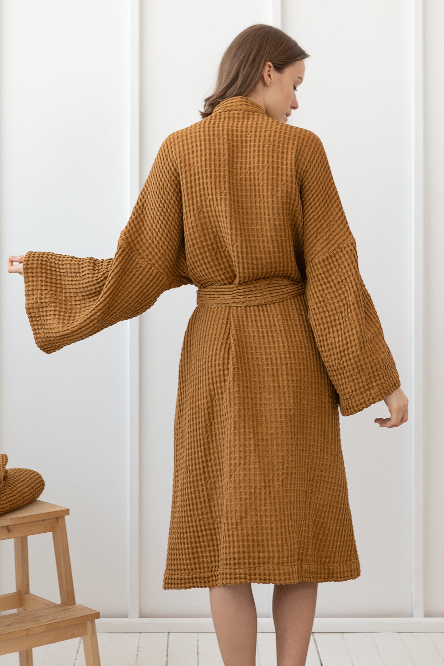 Amber Linen Waffle Robe for Luxurious Comfort and Style