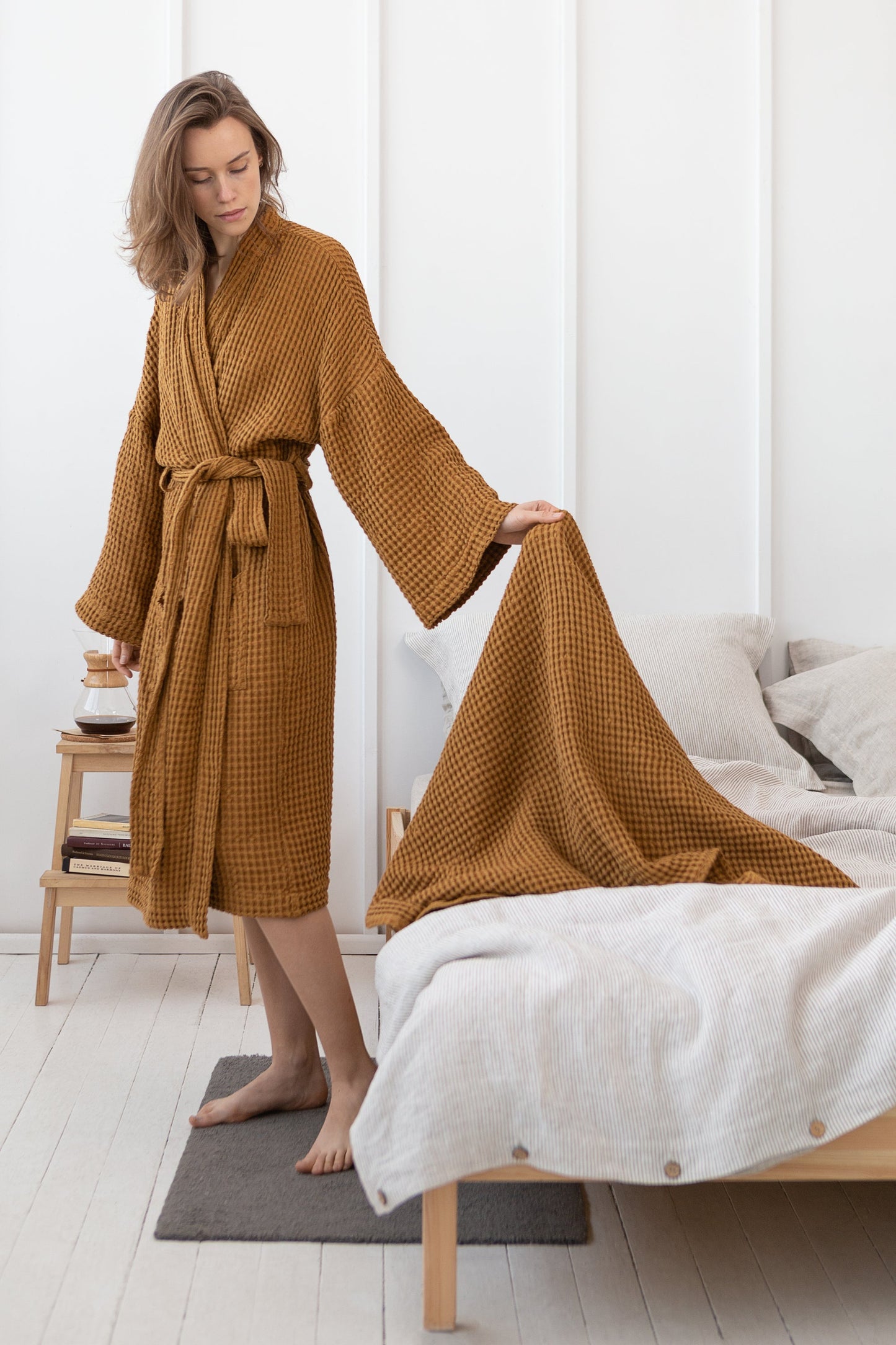 Amber Linen Waffle Robe for Luxurious Comfort and Style