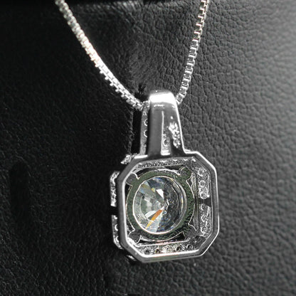 Two Carat Halo Cubic Zirconia Pendant Necklace in Gold