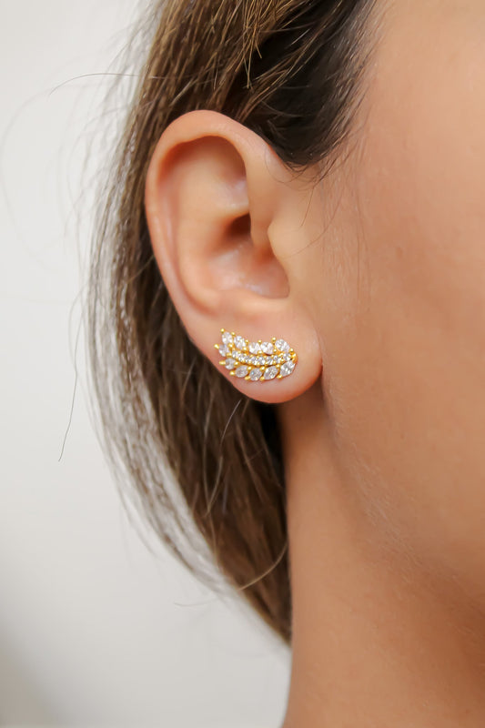 Cruise Wings Earrings with Zirconia Stones and Gold Plating