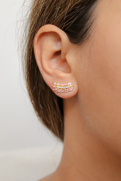 Cruise Wings Earrings with Zirconia Stones and Gold Plating