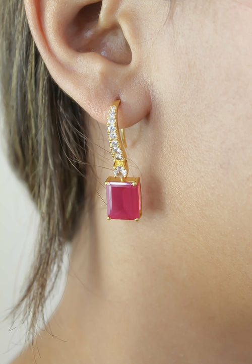 Golden Benares Earrings - 18K Gold Plated with Zircons