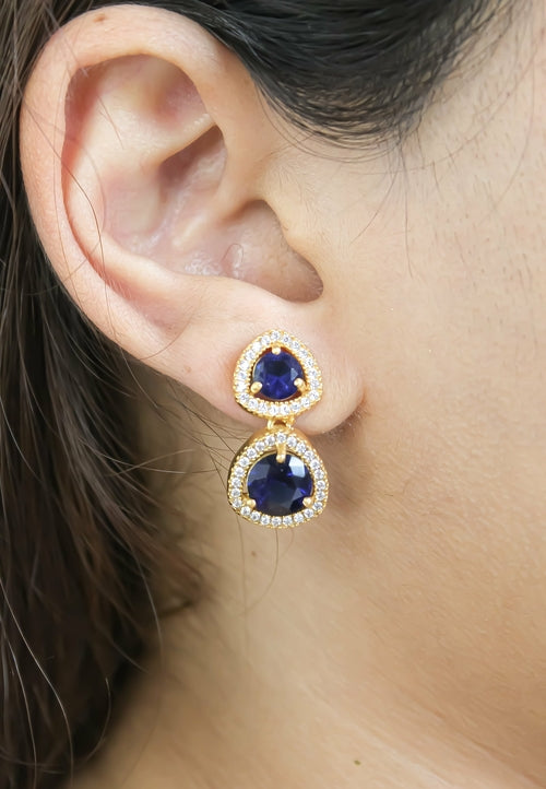 Nikobar Stone Earrings with Gold Plating and Crystals