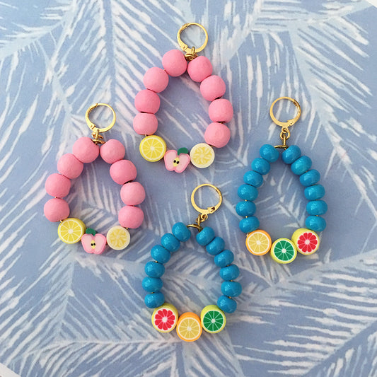 Juicy Fruit Earrings - Blue / Pink with Tropical Vibes