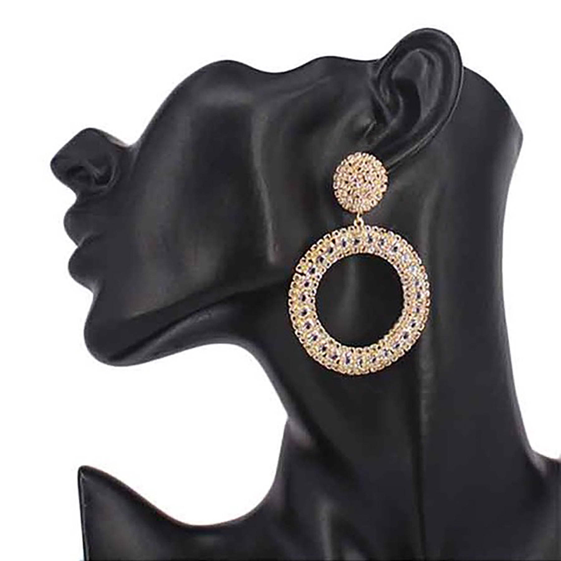 Full Crystal Open Ring Drop Earrings - Stylemz