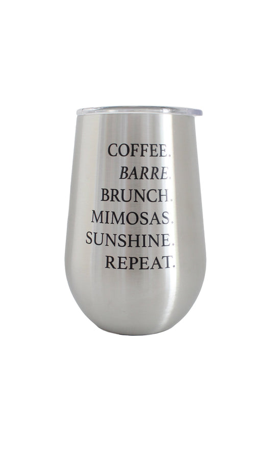 Wine Tumbler | Brushed Silver - Insulated 12 oz Tumbler