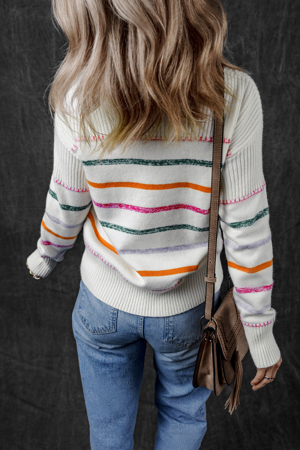 Sophia Striped Ribbed Trim Sweater for Chic Comfort