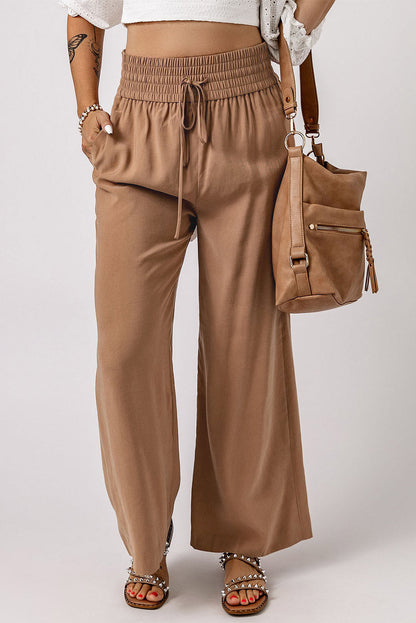 Kenzie Drawstring Elastic Waist Wide Leg Pants for Comfort