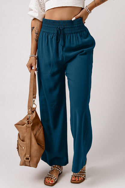 Kenzie Drawstring Elastic Waist Wide Leg Pants for Comfort