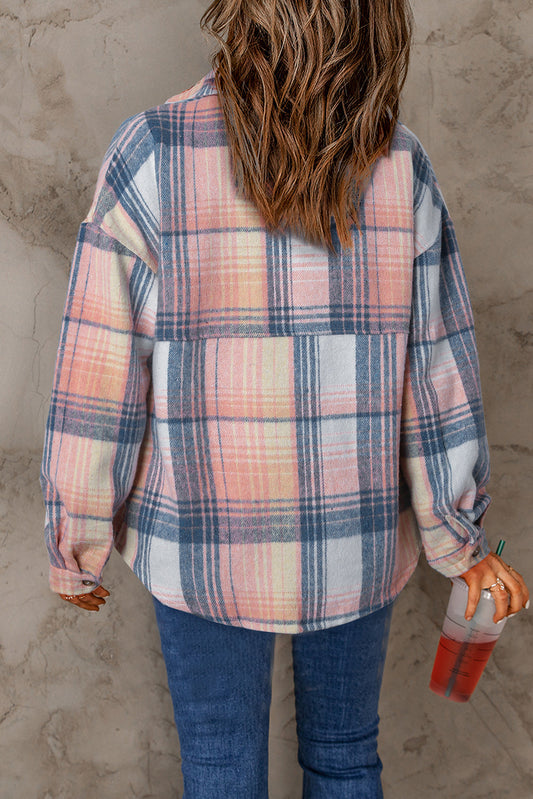 Addison Plaid Flap Pockets Shacket for Chic Layering