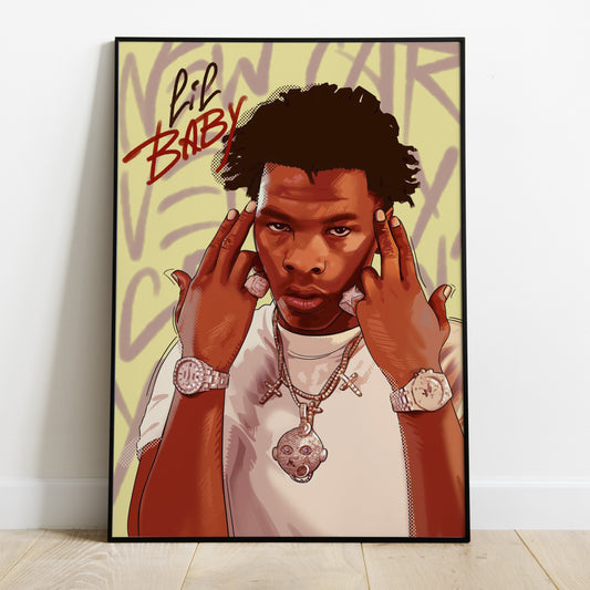 Lil Baby Poster on Satin Semi Gloss Paper, USA Made