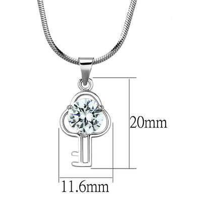 LO4161 Rhodium Brass Chain Pendant with AAA CZ in Clear