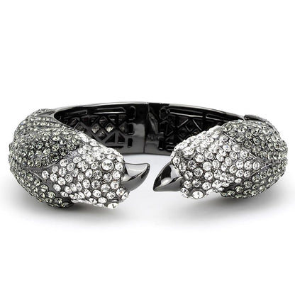 LO4333 Ruthenium Brass Bangle with Multi Color Crystal