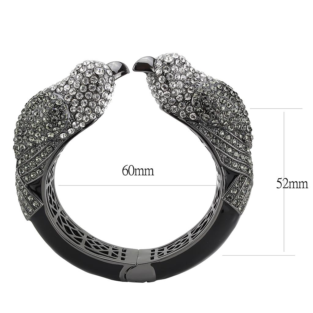 LO4333 Ruthenium Brass Bangle with Multi Color Crystal