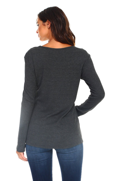 Women's Lace Up Long Sleeve Top for Effortless Style