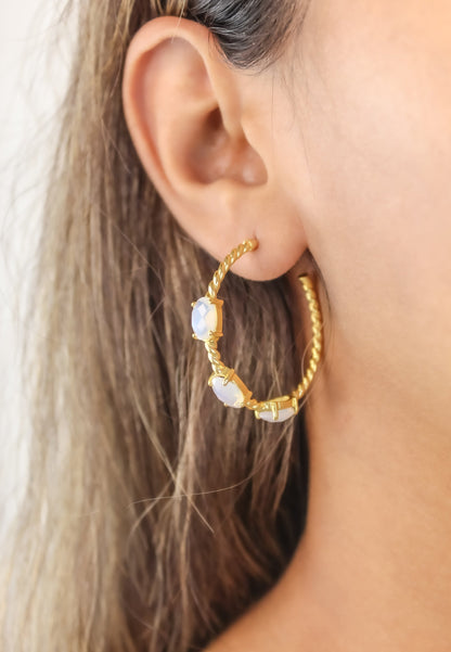 Elegant Doha Earrings with 18K Gold-Plating and Stones