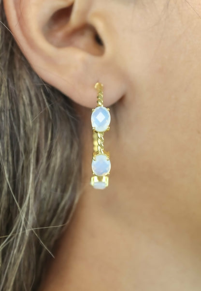 Elegant Doha Earrings with 18K Gold-Plating and Stones