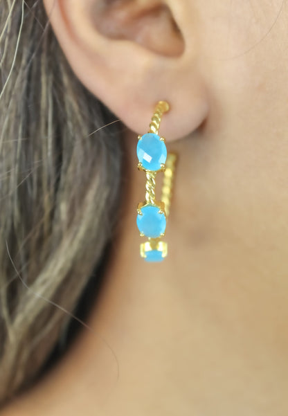 Elegant Doha Earrings with 18K Gold-Plating and Stones