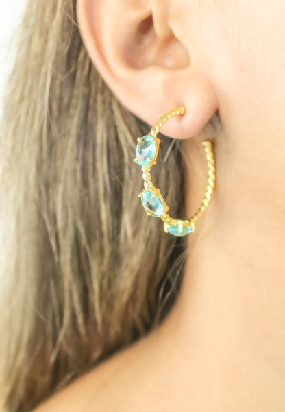 Elegant Doha Earrings with 18K Gold-Plating and Stones