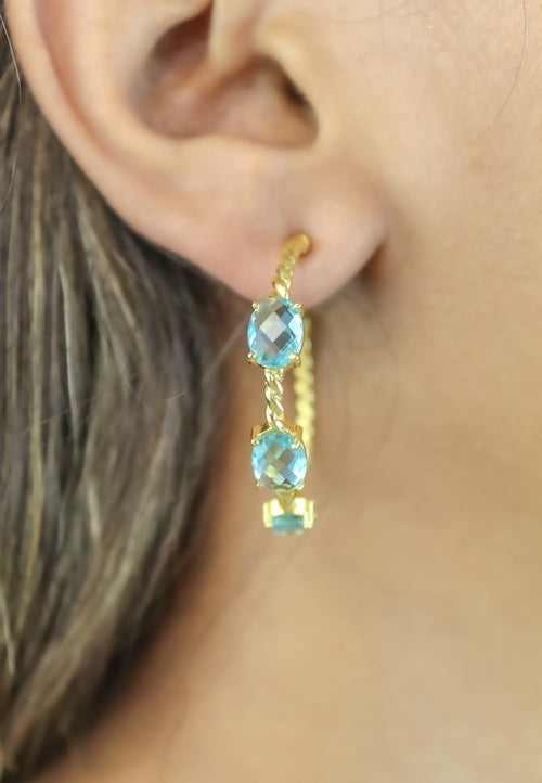 Elegant Doha Earrings with 18K Gold-Plating and Stones