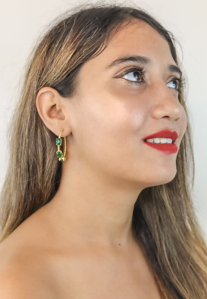 Elegant Doha Earrings with 18K Gold-Plating and Stones