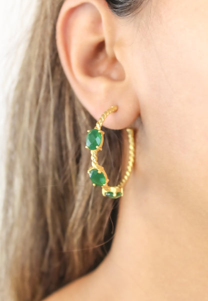 Elegant Doha Earrings with 18K Gold-Plating and Stones