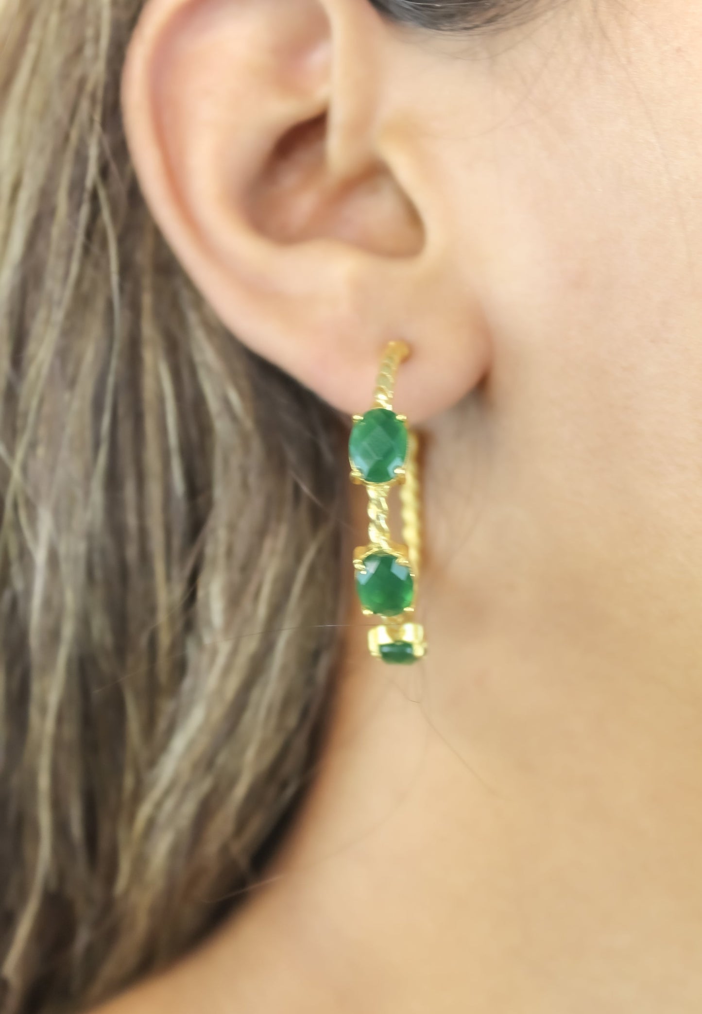 Elegant Doha Earrings with 18K Gold-Plating and Stones