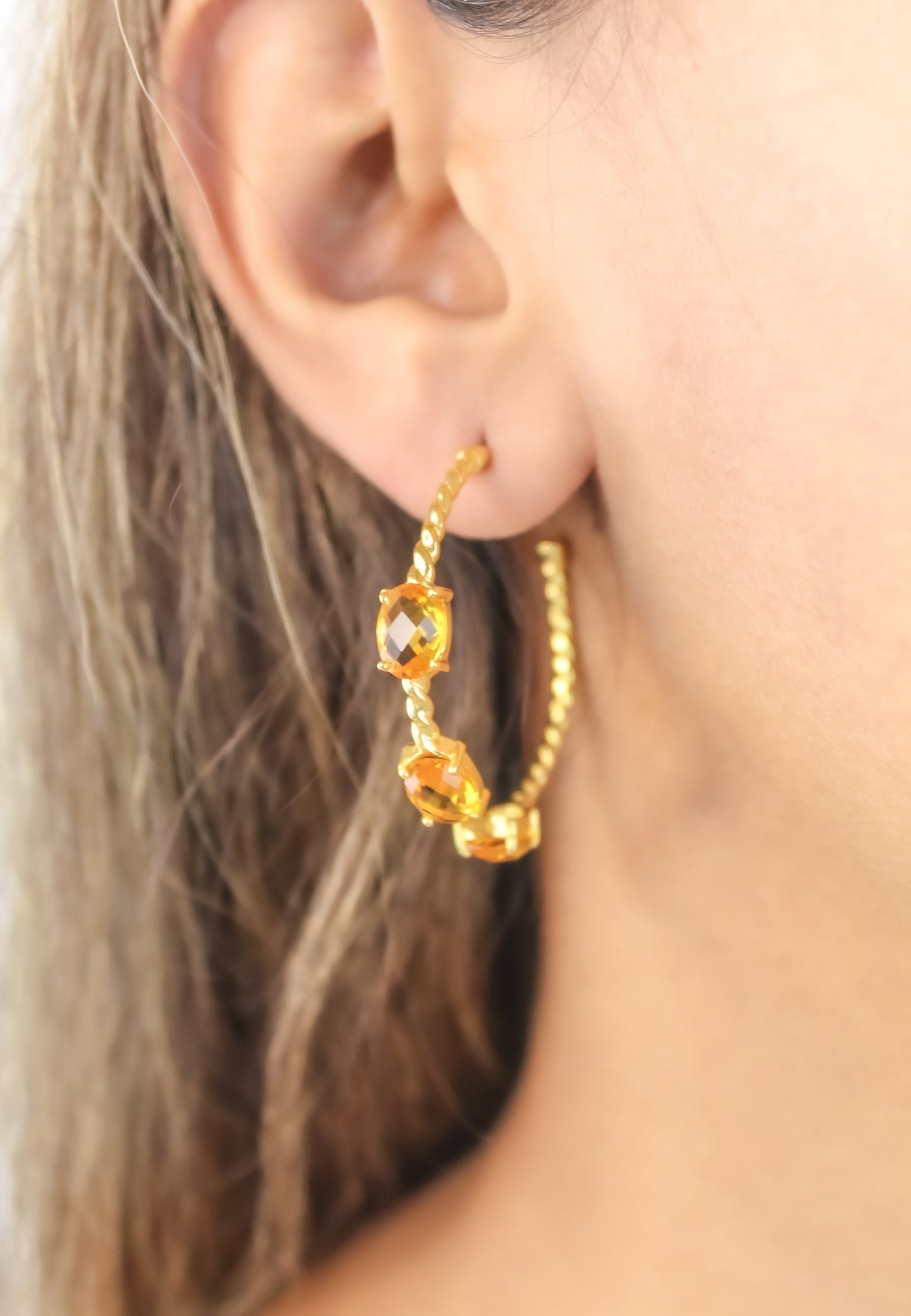 Elegant Doha Earrings with 18K Gold-Plating and Stones