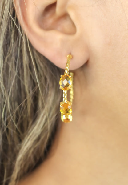 Elegant Doha Earrings with 18K Gold-Plating and Stones