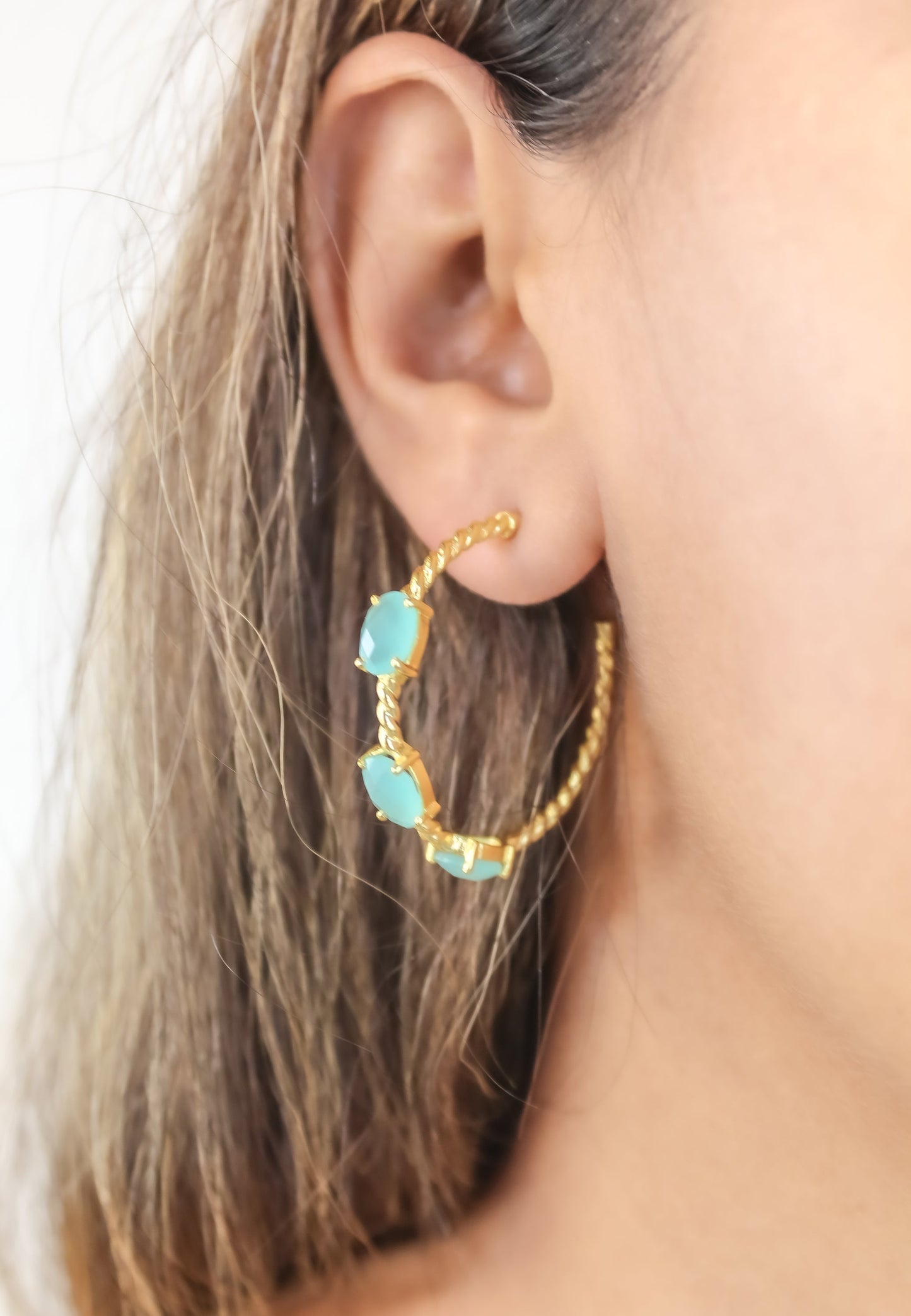 Elegant Doha Earrings with 18K Gold-Plating and Stones