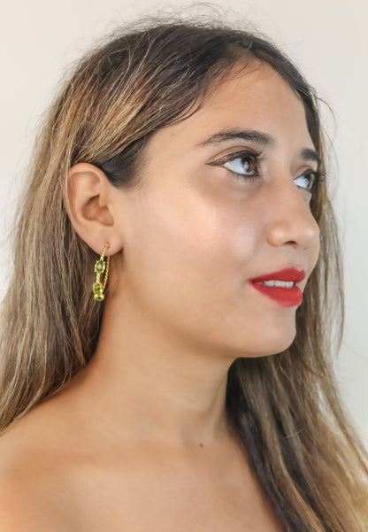 Elegant Doha Earrings with 18K Gold-Plating and Stones