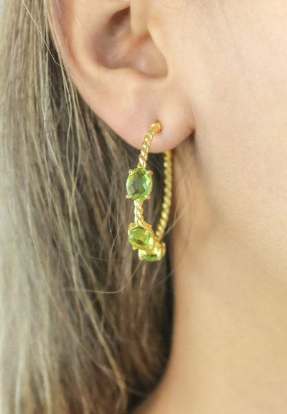 Elegant Doha Earrings with 18K Gold-Plating and Stones