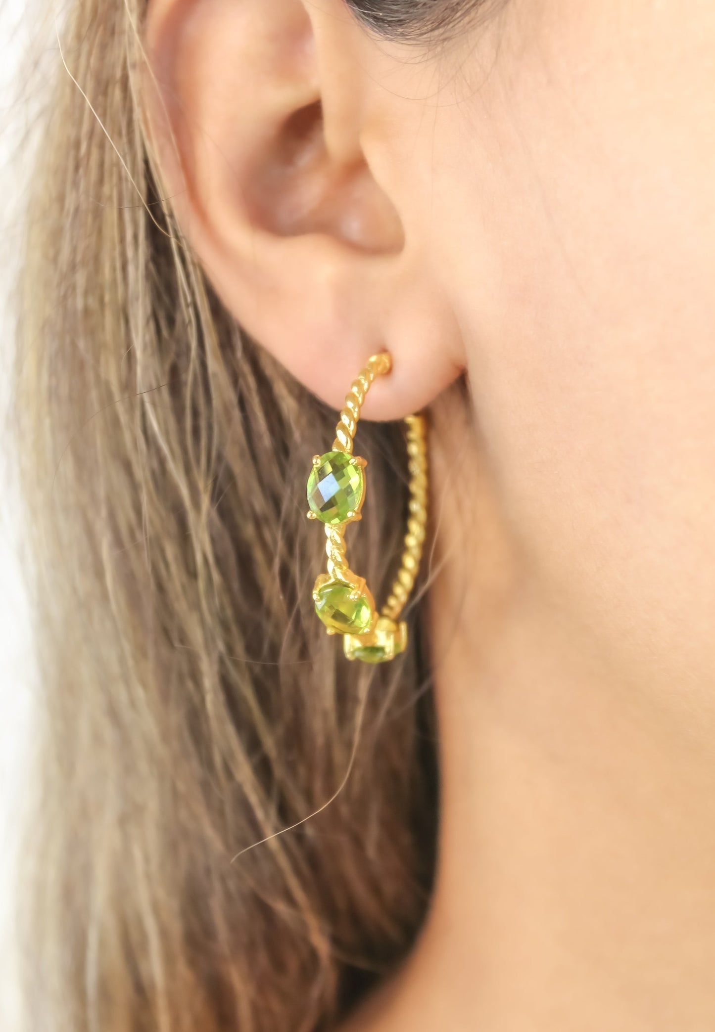 Elegant Doha Earrings with 18K Gold-Plating and Stones