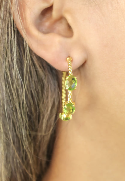 Elegant Doha Earrings with 18K Gold-Plating and Stones