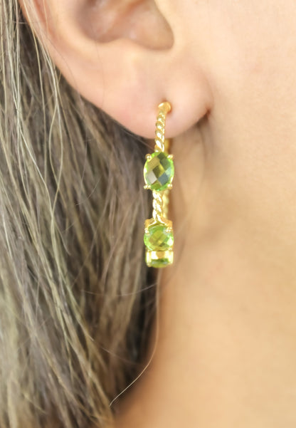 Elegant Doha Earrings with 18K Gold-Plating and Stones