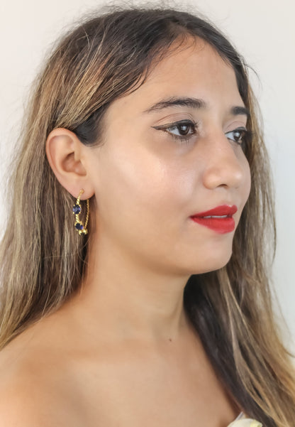 Elegant Doha Earrings with 18K Gold-Plating and Stones